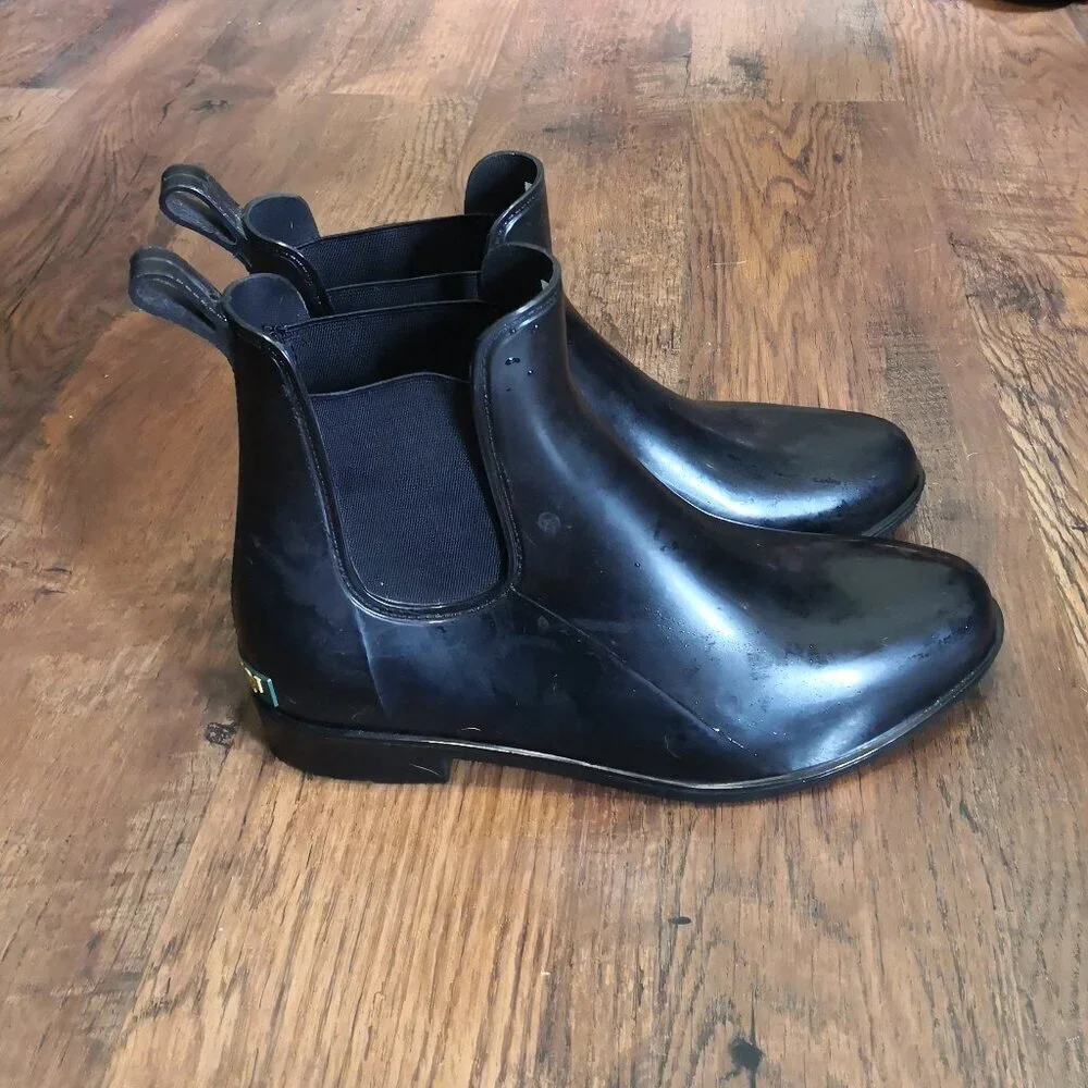LRL Women's Tally Black Pull-On Ankle Rain Boots Size‎ 10